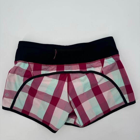 Lululemon Multicolor Run Speed Short 2-Way Stretch Womens Size 6 Check Pattern - Picture 10 of 12